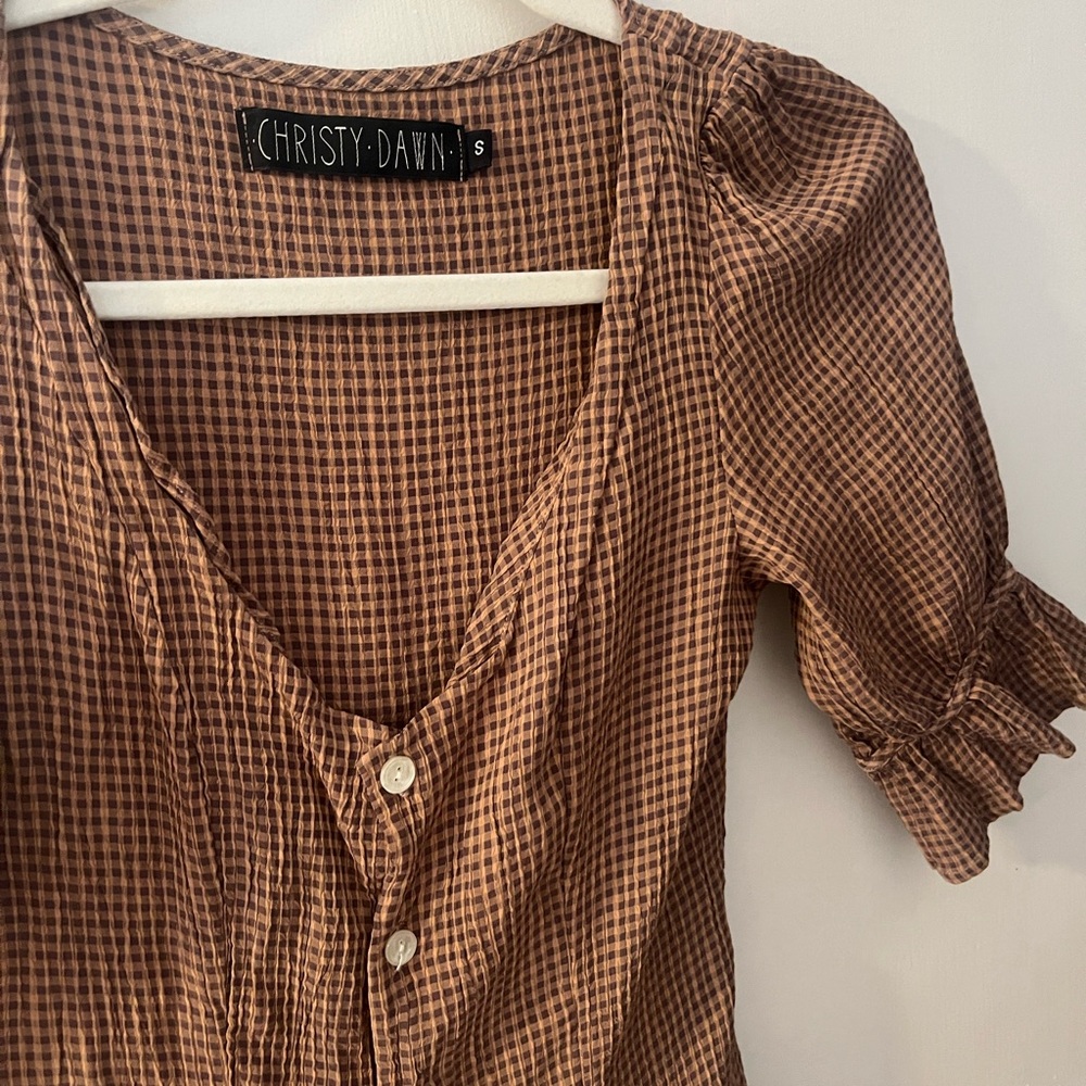 Christy Dawn Lennon Dress | Brown Gingham | Size Small - Picture 4 of 4